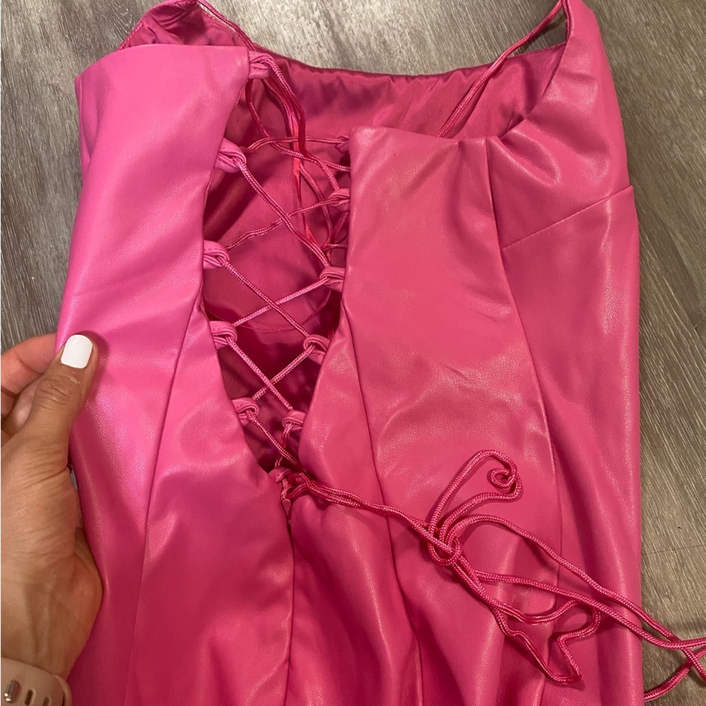 Bardot | Helena Vegan Leather Dress In Hot Pink Size 2 NEW - Picture 7 of 8